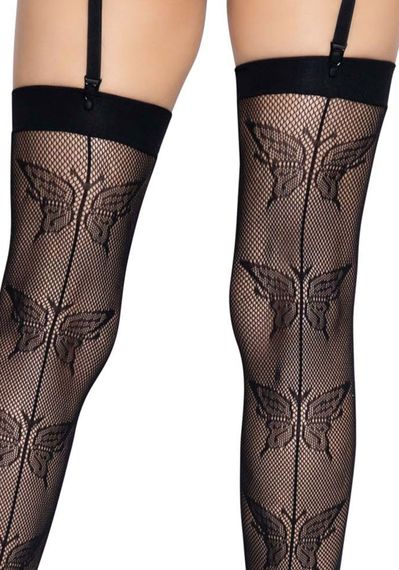 Чулки-сетка со швом сзади Leg Avenue Butterfly back seam thigh highs One size Black | Зображення 3