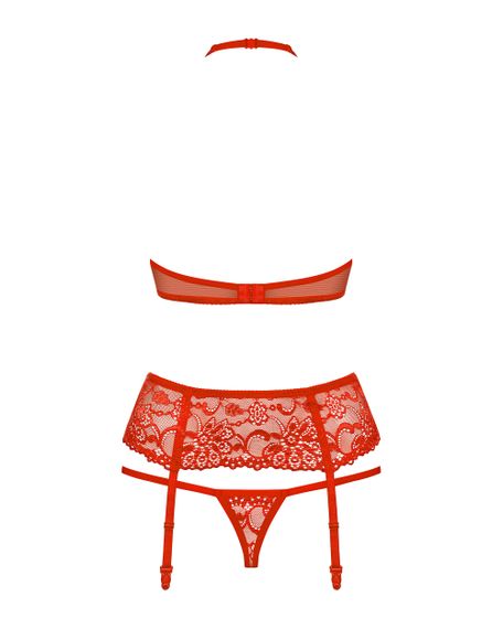 Комплект білизни з поясом для панчох Obsessive 838-SEG-3 set Червоний L/XL | Зображення 4