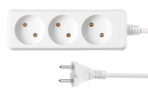 Сетевой удлинитель 2Е 3XCEE 7/17, 2G*1.0мм, 3м, white (2E-U03M3) | Зображення 1