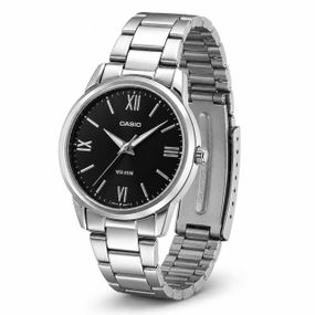Жіночий годинник Casio LTP-1303DD-1A з чорним циферблатом та сталевим браслетом
