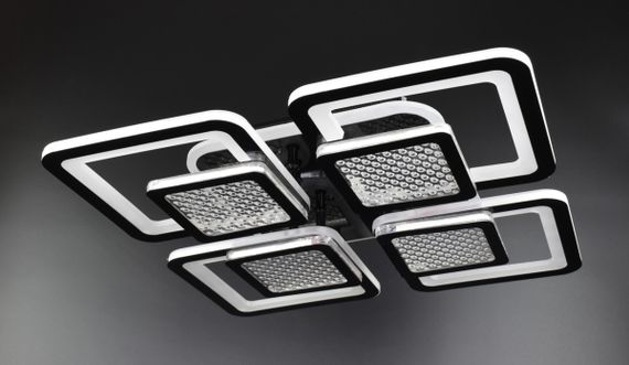 Люстра світлодіодна стельова LED світильник для квартири на стелю лед з пультом 26040 Чорний 9х42х42 см.