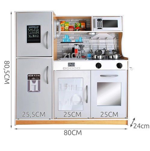 Дитяча дерев’яна кухня Kruzzel 22115 з посудом і підсвічуванням, бежева | Зображення 2