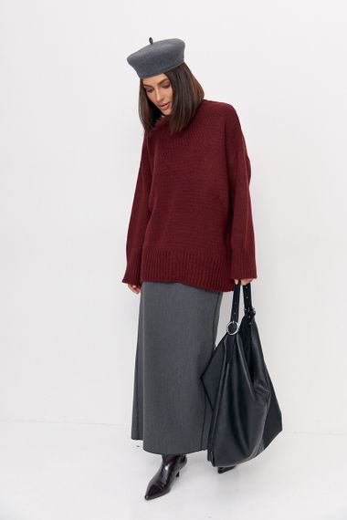 Жіноча в'язана кофта oversize - бордо цвет, ONE SIZE (є розміри) | Зображення 2