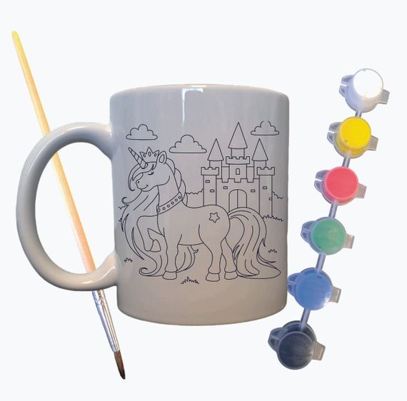 Набір для творчості кружка розмальовка "Казковий Єдиноріг" 330 мл біла