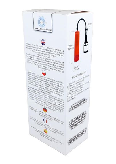 Вакуумная помпа для мужчин Power pump Красная MAX Boss Series sexstyle | Зображення 2