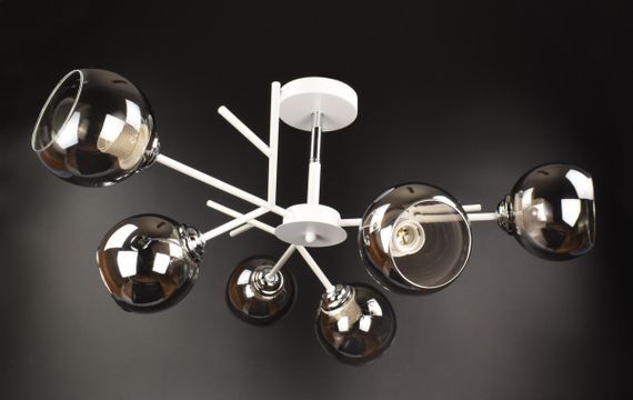 Люстра стельова на 6 лампочок 25893 Білий 34х70х70 см. | Зображення 1