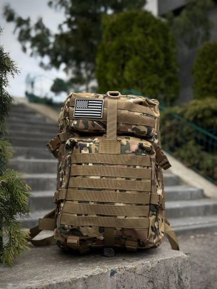 Тактичний рюкзак військовий мультикам з прапором Сша Multicam Usa штурмовий армійський рюкзак 45Л | Зображення 4