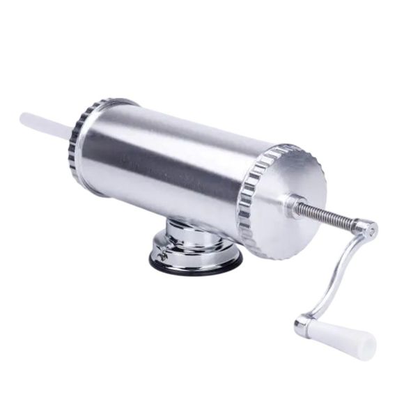 Шприц для ковбаси ручний 11×30 см горизонтальний ковбасний шприц 2 л для фаршу 3 насадки 16788-2 | Зображення 1