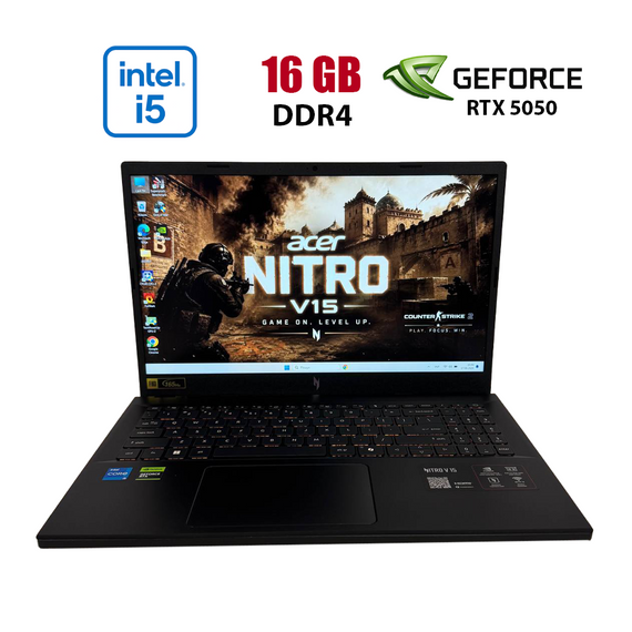 Ігровий ноутбук Acer Nitro V15 ANV15-52 / 15.6" (1920x1080) IPS / Intel Core i5-13420H (8 (12) ядер по 2.1 - 4.6 GHz) / 16 GB DDR4 / 512 GB SSD / nVidia GeForce RTX 5050, 8 GB GDDR7, 128-bit / WebCam б/в