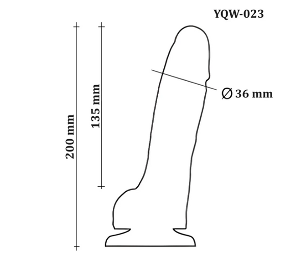 Большой фаллоимитатор с мошонкой на присоске OYO - Dildo Double Layer Silicone YQW-023 (длина 20 см, диаметр 3.6 см) Sex Aura | Зображення 5