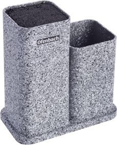 Підставка-колода Ofenbach Grey Marble для кухонних ножів 21х12х23см, подвійна