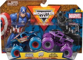 Подарочный набор металлических монстр-траков Monster Jam Marvel Капитан Америка, Черная Пантера