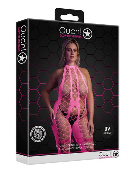 Бодістокінг - Ouch! Bodystocking With Halterneck Pink, XL/4XL Sex Aura | Зображення 2