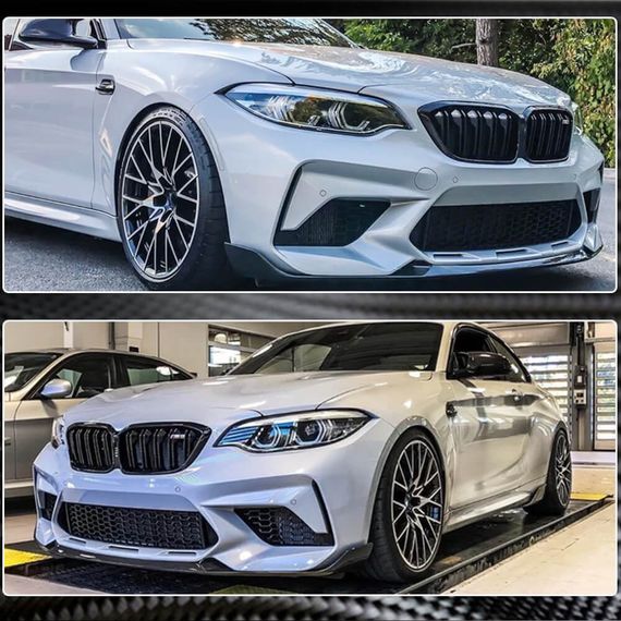 Накладка на передній бампер Lip V2 (для F87 M2 Competition, Карбон) для BMW 2 серія F22/23 2014-2021 рр | Зображення 1