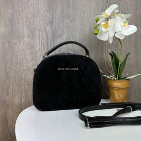 Сумка жіноча маленька через плече крос-боді чорна стильна замшева (1437)