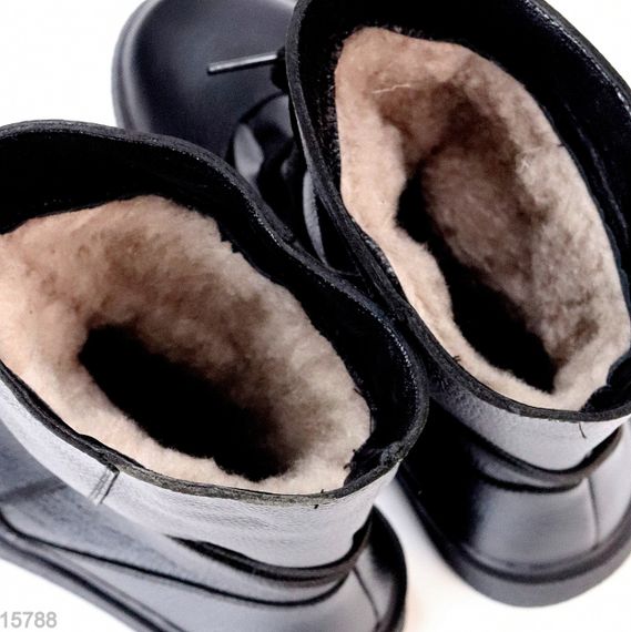 Дизайнерські зимові чорні високі черевики натуральна шкіра флотар | Зображення 7