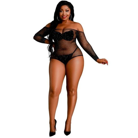 Боді Moonlight Lingerie 09 напівпрозоре, чорне, Plus Size Sex Aura