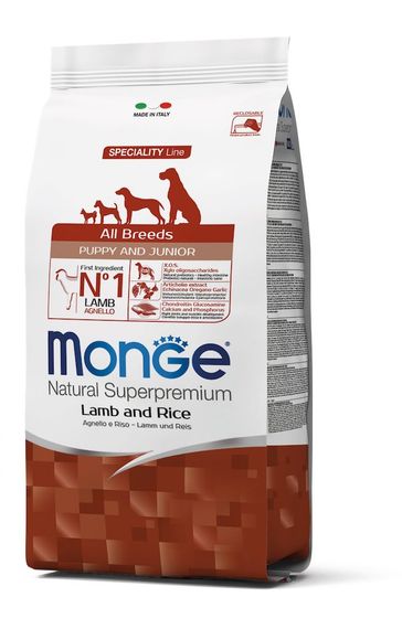 Корм Monge Monoprotein Puppy and Junior All Breeds Agnello сухий монопротеїновий з ягнятком для цуценят та юніорів всіх порід 0.8 кг