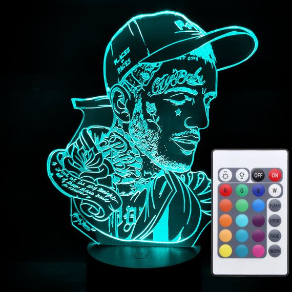 Акриловый светильник-ночник с пультом 16 цветов Lil Peep tty-n001750