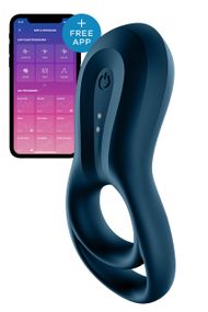 Эрекционное смарт кольцо с вибрацией Satisfyer Epic Duo синее Sex Aura
