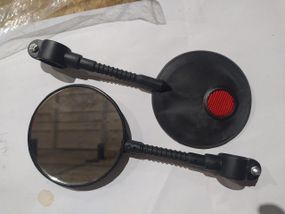 Зеркала   велосипедные круглые (черные, с хомутом, большой катафот)   OEM
