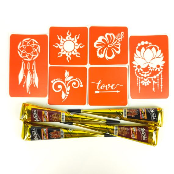 Набір хни з трафаретами для біо-тату №1 henna-set-01 | Зображення 4