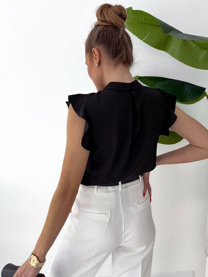 Женская легкая летняя блуза с крылышком MM1108 цвет черный, размер 46/48 | Зображення 3