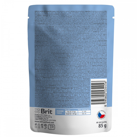 Вологий корм Brit Care Dog Mini Fillets In Gravy для дорослих собак малих та мініатюрних порід з олениною 85 г | Зображення 1