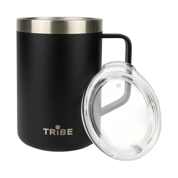 Термочашка Tribe Classic Mug 500 мл, Дорожня кружка трайб для чаю та кави, термокружка для походу, Чорний | Зображення 1