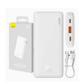 Павербанк Baseus Airpow 20000 mAh, швидка зарядка 20W QC3.0 PD3.0, USB + Type‑C, білий