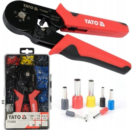 Набор клещи зажима втулочных наконечников 0.25-10мм² 1200шт YATO YT-23052