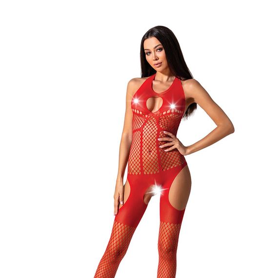 Бодістокінг з імітацією панчох Passion BS079 red, One size