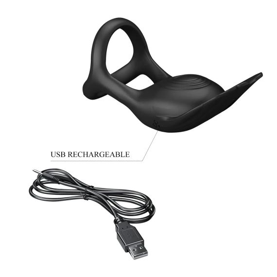 Ерекційне кільце Pretty Love — Vibration Penis Ring SILAS Black, BI-210318 Sex Aura | Зображення 9