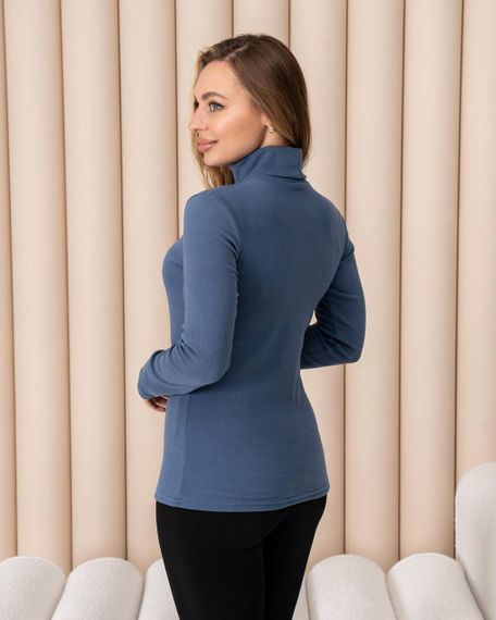 Женская теплая водолазка-гольф полушерсть на термо флисе цвет синий размер 50 DM09.09 | Зображення 2