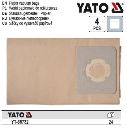 Мешки для пылесоса YT-85701 и 78874 бумага 4 штуки YATO YT-85732 | Зображення 1