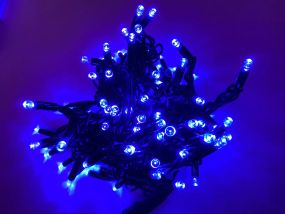 Гірлянда вулична String 10 м 100 LED синя, чорний дріт