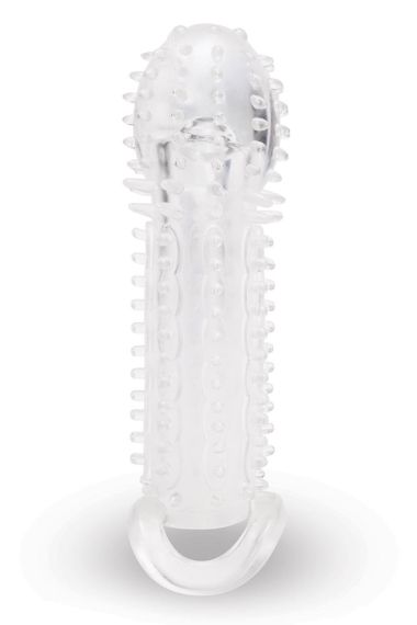 Насадка на пеніс із рельєфом Size-Up з 3 кільцями, прозора, 15.5 см Sex Aura | Зображення 2