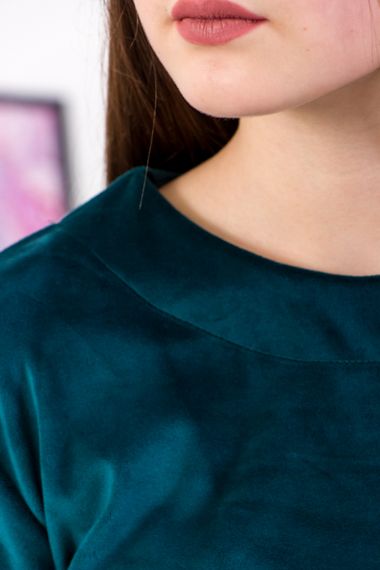 Велюрова підліткова піжама для дівчинки (кофта та штани) однотонна Носи своє 158 Зелений (p-9047-93811) | Зображення 2