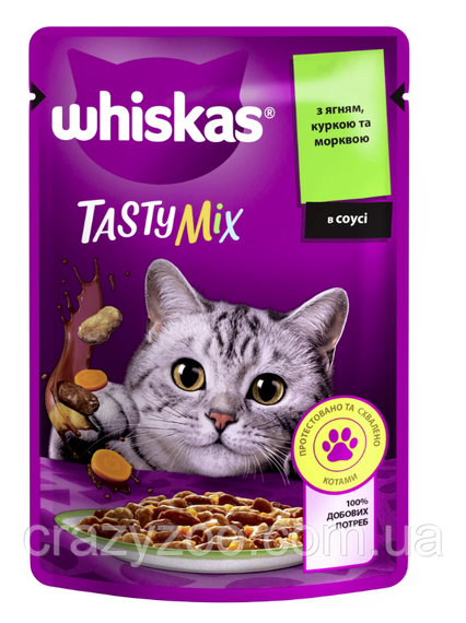 Вологий корм для котів Whiskas TastyMix з ягням, куркою та морквою 85 г 443045