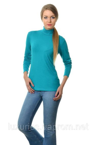 Женская облегающая водолазка облегающая, Женский облегающий гольф, гольф женский однотонный Премиум Морская Волна, M