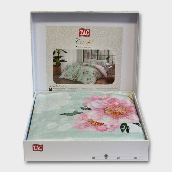 Постельное белье TAC Satin Digital 200×220 см Huron Pembe | Зображення 1