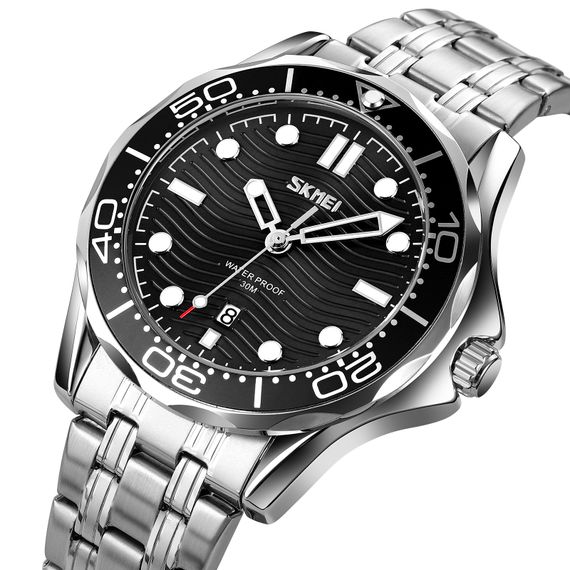 Чоловічий годинник Skmei 9276SSIBK Silver-Black Steel Strap | Зображення 1
