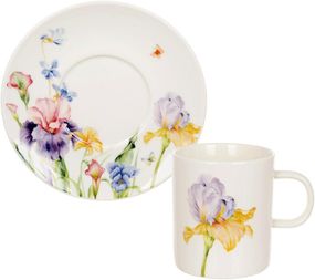 Чайно-кавовий порцеляновий набір "Iris" 2 чашки 220мл з блюдцями