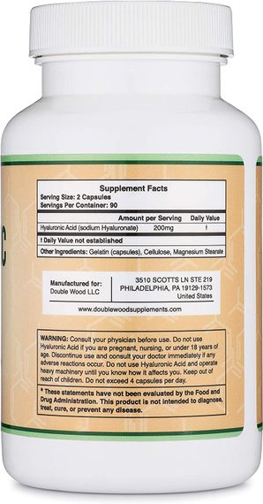 Гиалуроновая кислота Double Wood Hyaluronic Acid 200 mg 180 capsules | Зображення 1