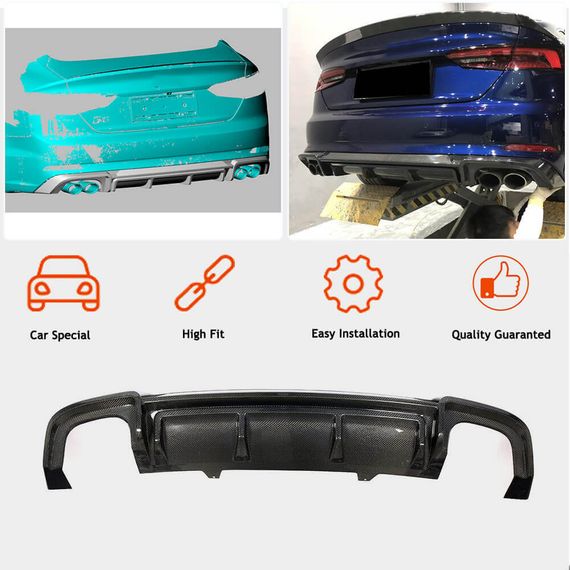 Дифузор заднього бампера V2 (для S-Line 2016-2020, Карбон) для Ауди A5 рр | Зображення 2