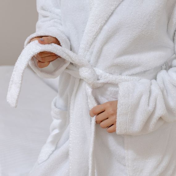 Халат SoundSleep SHAWL шалевий махровий велюровий L білий (94194081) | Зображення 4