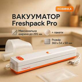 Продуктовий вакуумний пакувальник для дому Freshpack Pro оранжевый, Якісний вакууматор XT-17