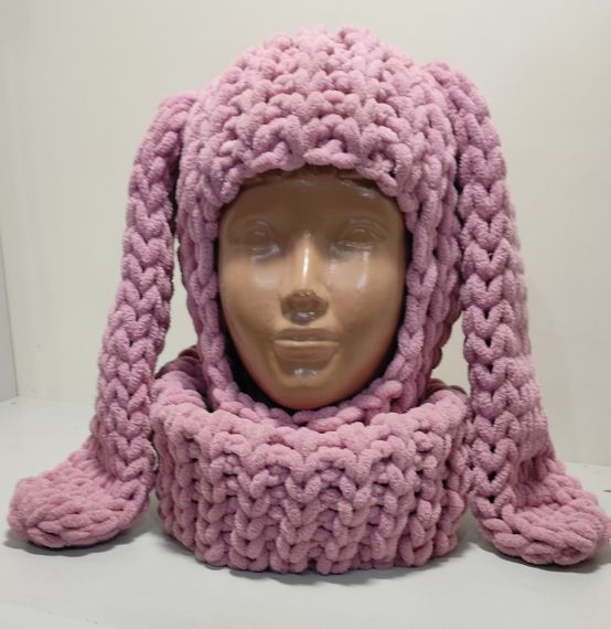 Балаклава колір 295 плюшева з вушками зайчика | Зображення 1