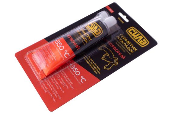 Герметик прокладок высокотемпературный +350°С, 100% силиконовый, красный 85г СИЛА | Зображення 1