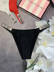 Жіночі трусики буферикова Victoria's Secret зі стразами, жіночі трусики танга Вікторія Сікрет зі стразами L, Чорний
